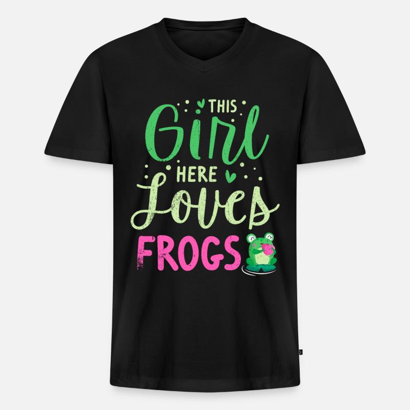 Frosch - Männer Premium Bio T-Shirt mit V-Ausschnitt - Schwarz