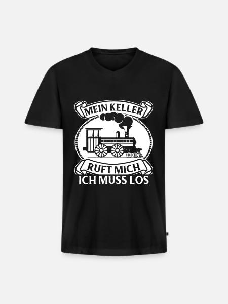 Modelleisenbahn Lokführer Bahnhof Modellbau S-Bahn - Men's Premium Organic T-shirt with V-neck - black