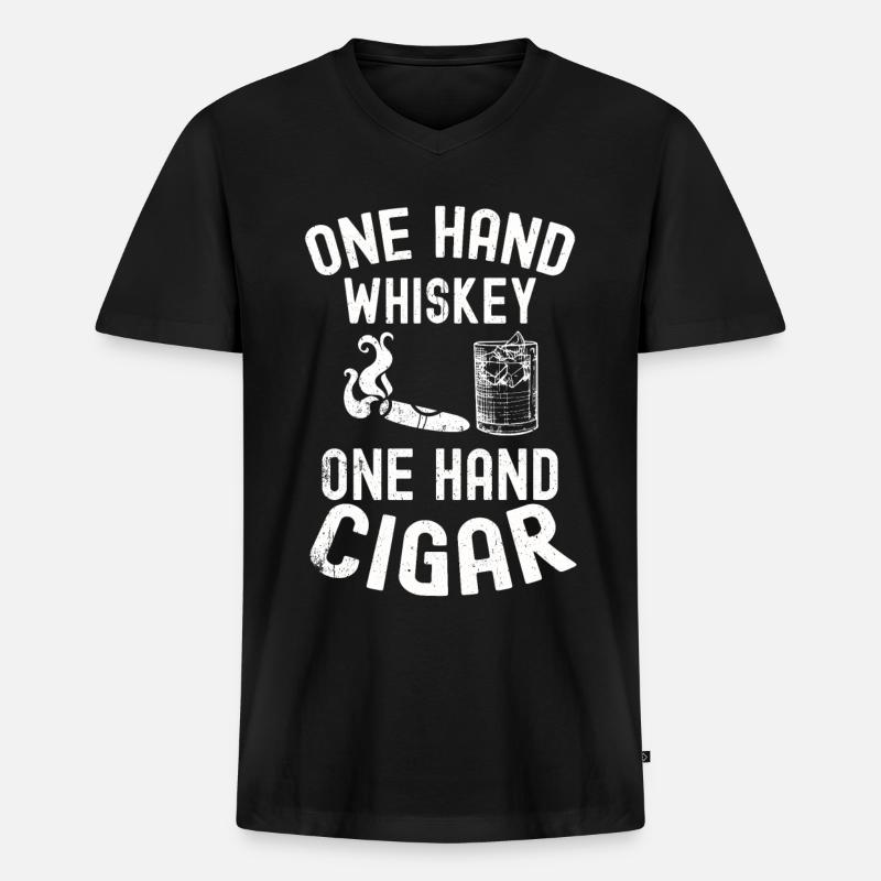 Whiskey - Männer Premium Bio T-Shirt mit V-Ausschnitt - Schwarz