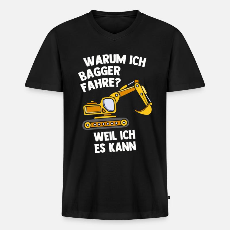 Bagger - Männer Premium Bio T-Shirt mit V-Ausschnitt - Schwarz