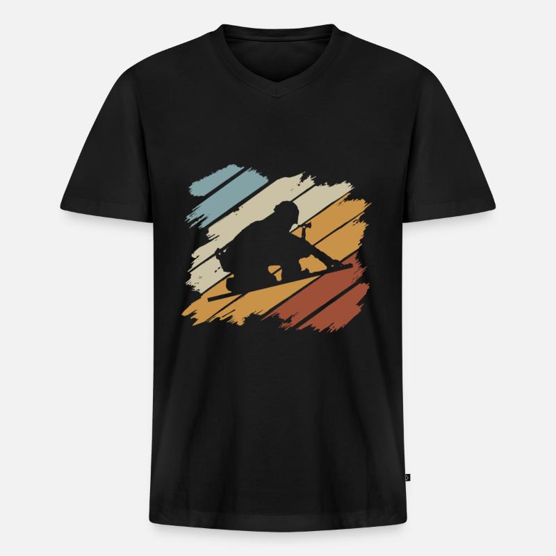 Dachdecker - Männer Premium Bio T-Shirt mit V-Ausschnitt - Schwarz