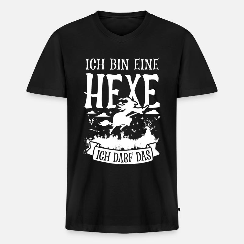 Hexe - Männer Premium Bio T-Shirt mit V-Ausschnitt - Schwarz