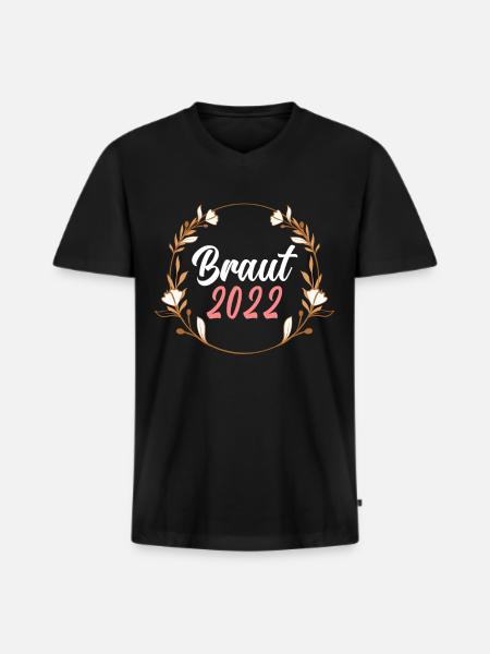 Braut 2022 - Männer Premium Bio T-Shirt mit V-Ausschnitt - Schwarz