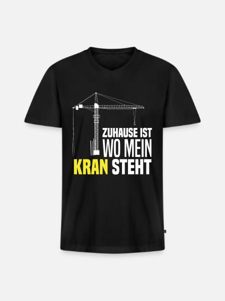 Kran Kranführer - Männer Premium Bio T-Shirt mit V-Ausschnitt - Schwarz