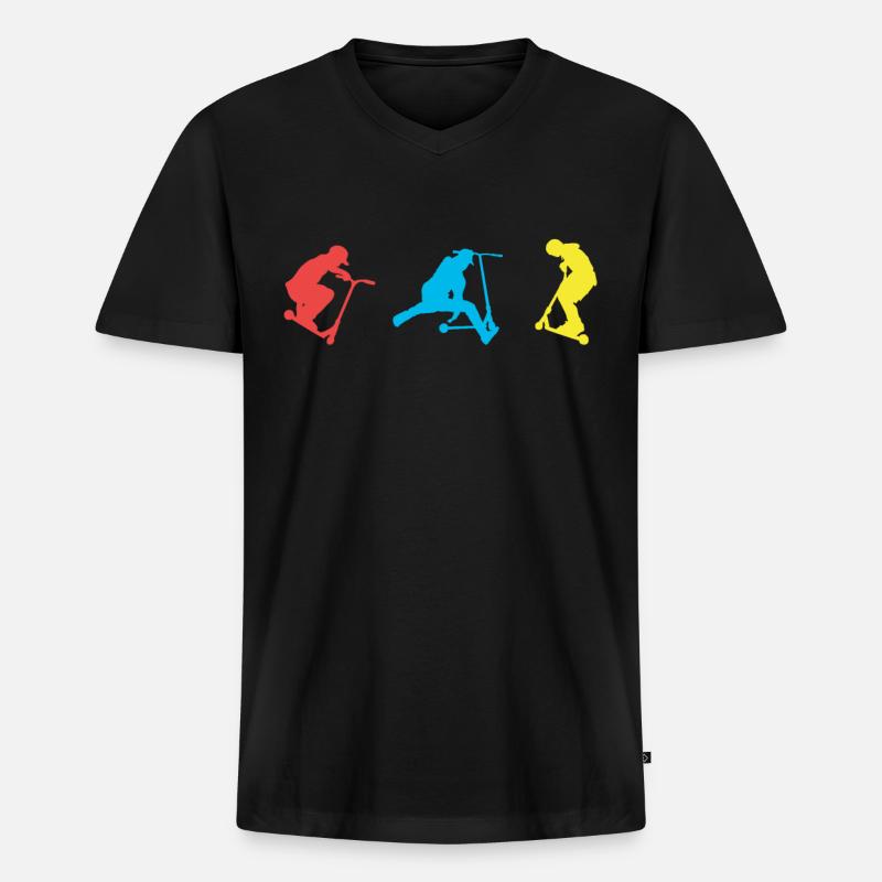 Tretroller - Männer Premium Bio T-Shirt mit V-Ausschnitt - Schwarz
