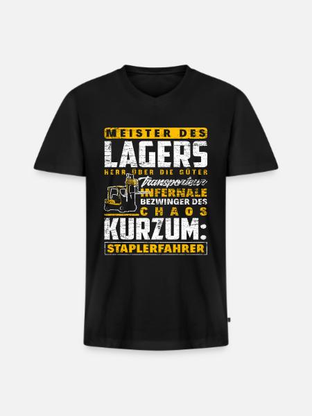 Staplerfahrer Lager Lagerist - Männer Premium Bio T-Shirt mit V-Ausschnitt - Schwarz