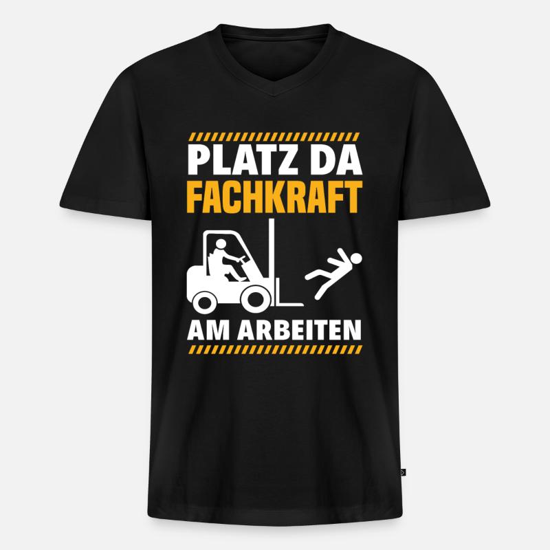 Staplerfahrer Lager Lagerarbeiter - Männer Premium Bio T-Shirt mit V-Ausschnitt - Schwarz