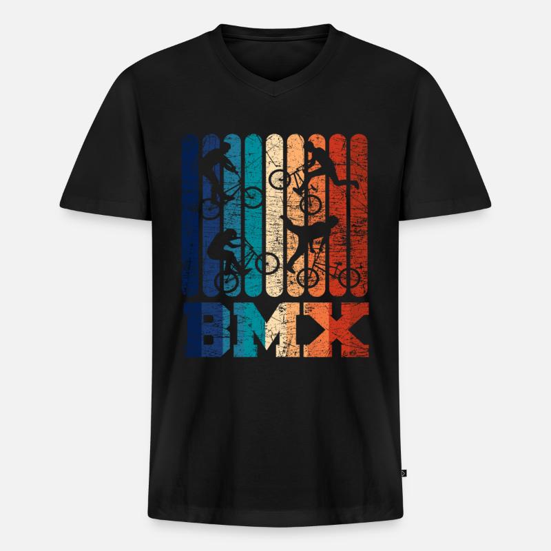 Retro BMX - Männer Premium Bio T-Shirt mit V-Ausschnitt - Schwarz