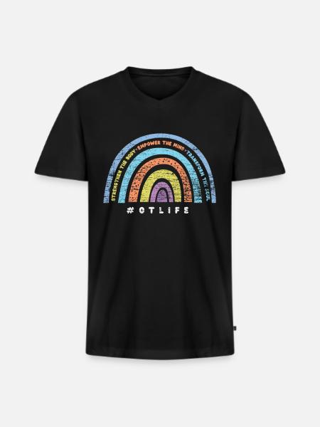 Occupational Therapist Therapy Rainbow - Men's Premium Organic T-shirt with V-neck - black