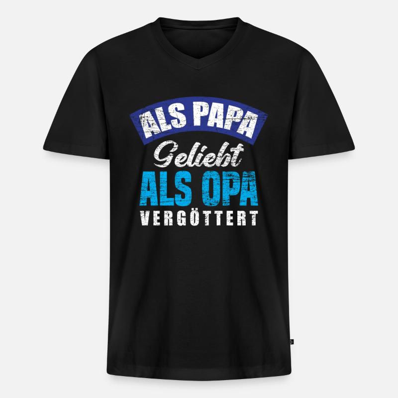 Opa Papa Bester Opa - Männer Premium Bio T-Shirt mit V-Ausschnitt - Schwarz