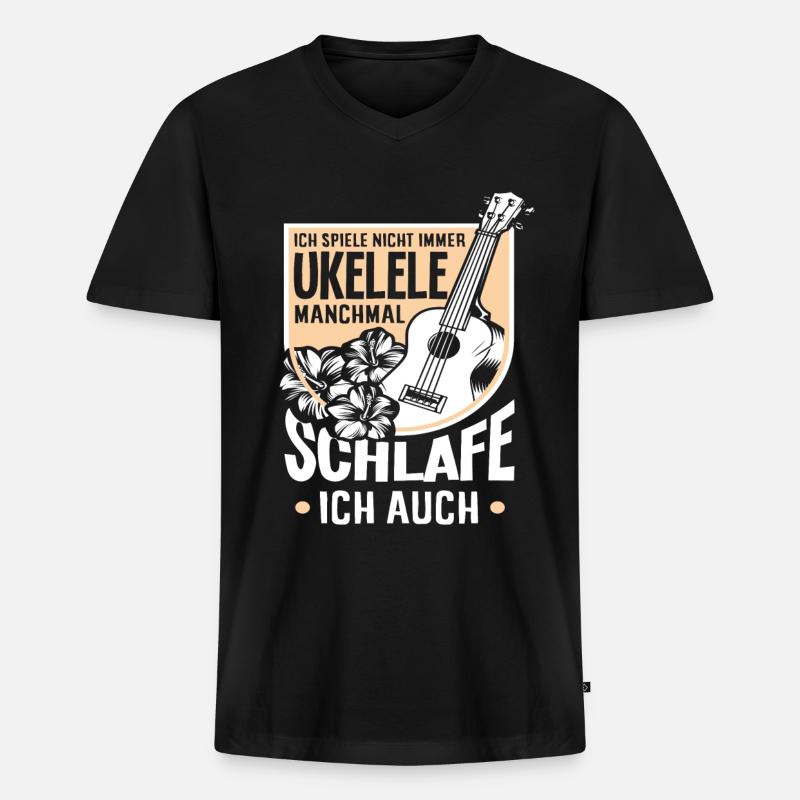 Ukulele - Männer Premium Bio T-Shirt mit V-Ausschnitt - Schwarz