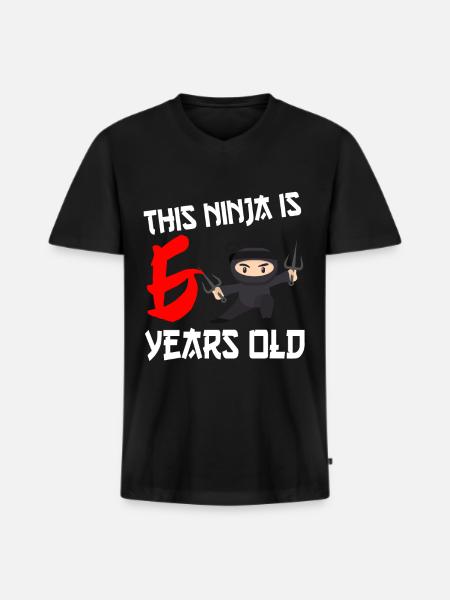 Ninja 6th Birthday - Men's Premium Organic T-shirt with V-neck - black