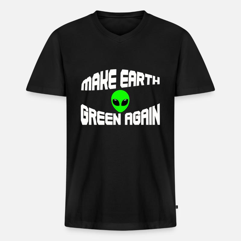 Alien - Männer Premium Bio T-Shirt mit V-Ausschnitt - Schwarz