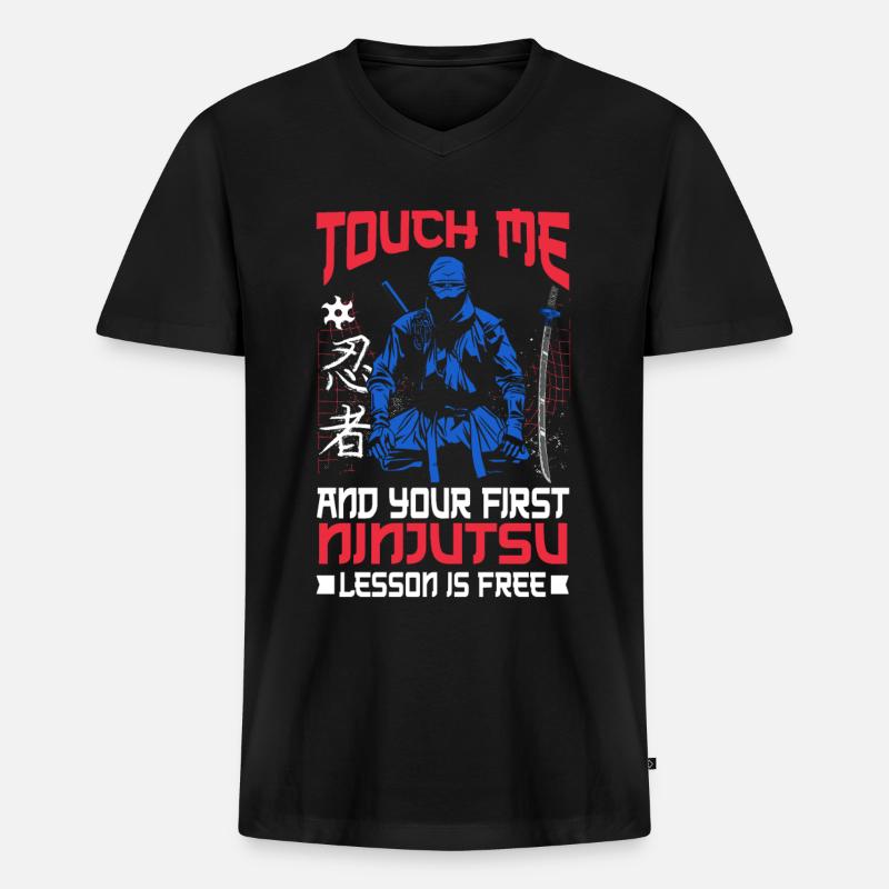 Ninja - Männer Premium Bio T-Shirt mit V-Ausschnitt - Schwarz