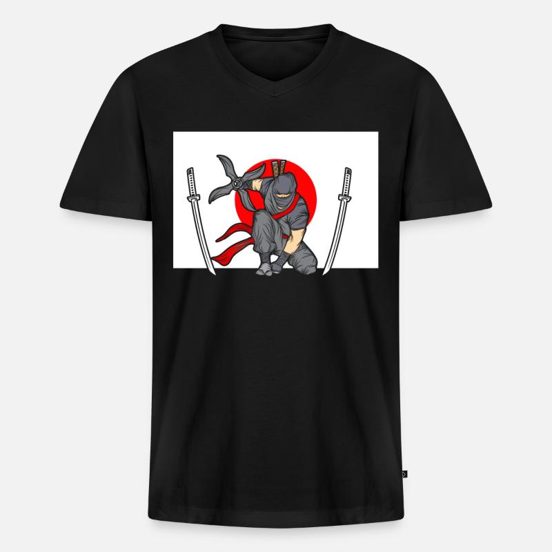 Ninja - Männer Premium Bio T-Shirt mit V-Ausschnitt - Schwarz