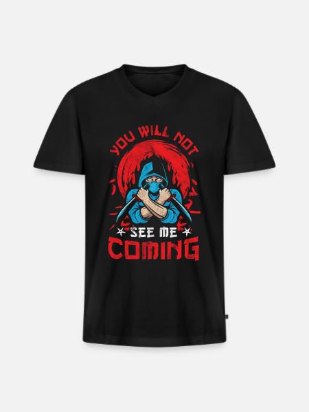 Ninja - Men's Premium Organic T-shirt with V-neck - black