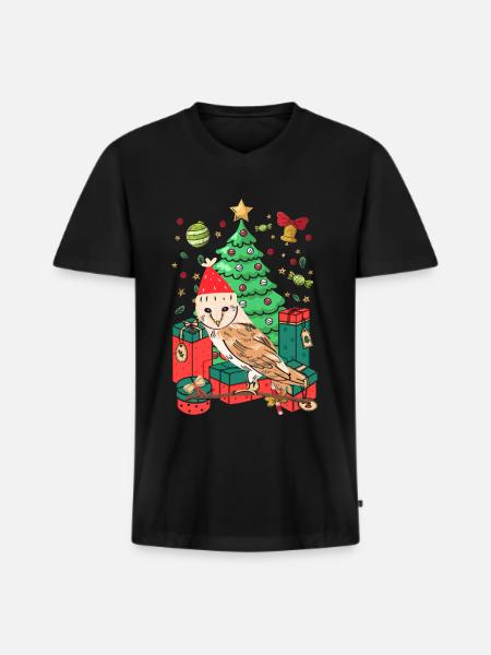 Ugly Christmas Owl - Men's Premium Organic T-shirt with V-neck - black