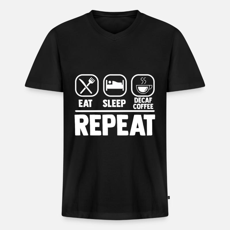 Decaf Coffee - Decaffeinated - Men's Premium Organic T-shirt with V-neck - black