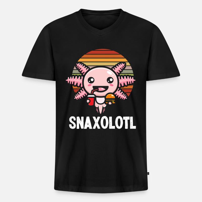 Axolotl - Männer Premium Bio T-Shirt mit V-Ausschnitt - Schwarz