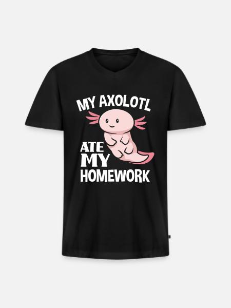 Axolotl Homework - Men's Premium Organic T-shirt with V-neck - black