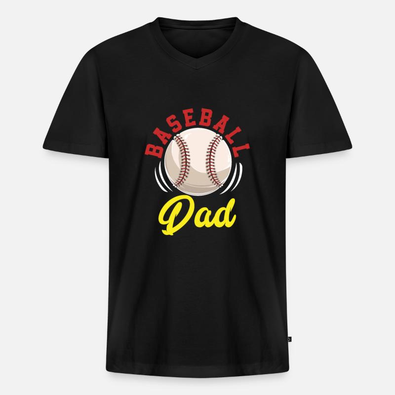 Baseball Papa - Männer Premium Bio T-Shirt mit V-Ausschnitt - Schwarz