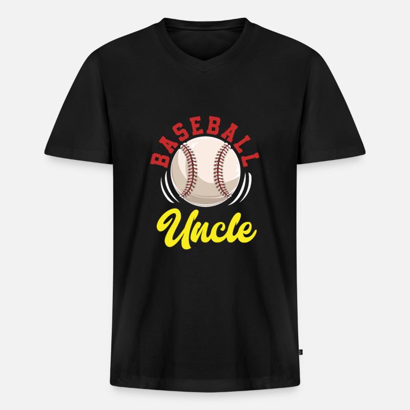 Baseball Onkel - Männer Premium Bio T-Shirt mit V-Ausschnitt - Schwarz