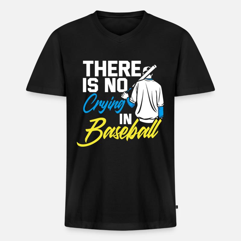 Baseball - Männer Premium Bio T-Shirt mit V-Ausschnitt - Schwarz
