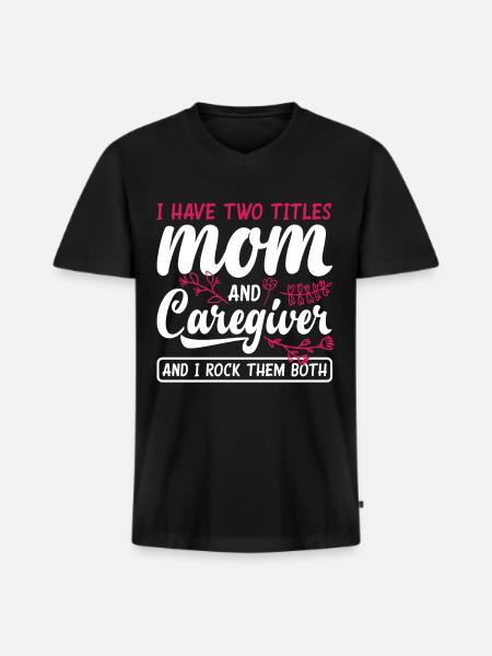 Maman soignante - T-shirt encolure en V Premium bio Homme - noir