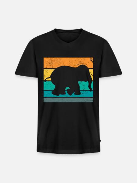 Retro Elephant - Men's Premium Organic T-shirt with V-neck - black