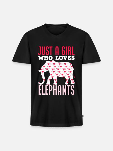 Elefant Herzen Mädchen - Männer Premium Bio T-Shirt mit V-Ausschnitt - Schwarz
