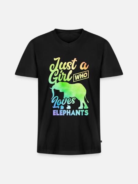 Elephant Rainbow Girl - Men's Premium Organic T-shirt with V-neck - black