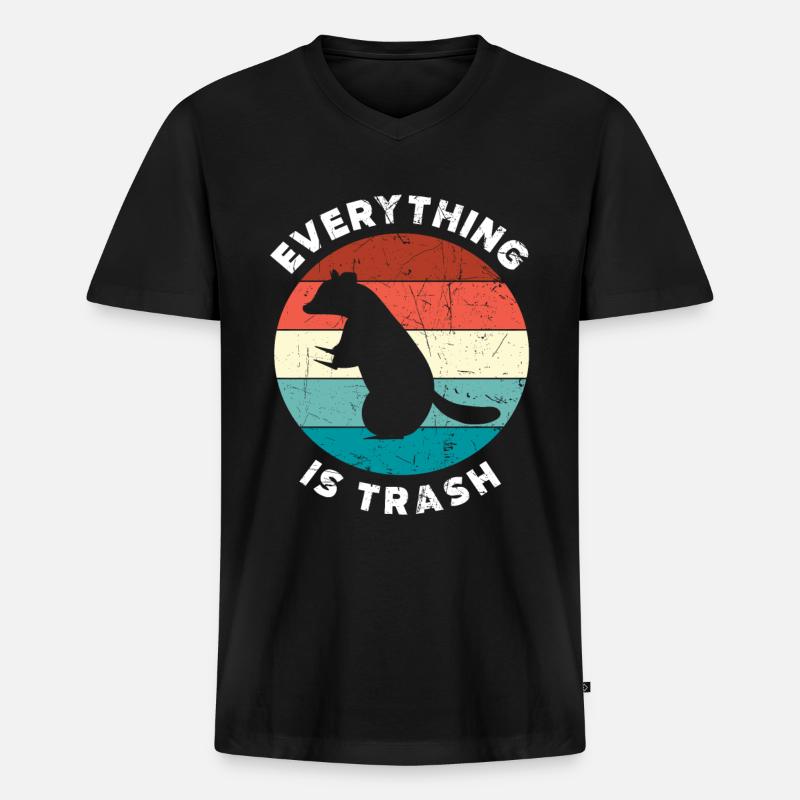 Waschbär Müll - Männer Premium Bio T-Shirt mit V-Ausschnitt - Schwarz