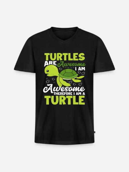 Turtle Funny Turtle Saying - Men's Premium Organic T-shirt with V-neck - black