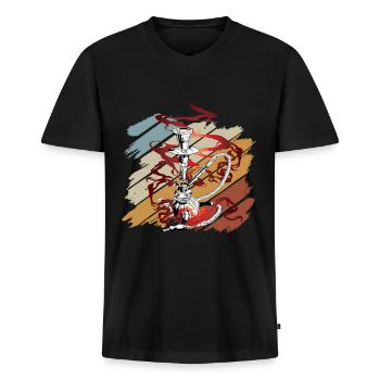 Shisha Tshirt Herren Damen Wasserpfeife Pfeife - Männer Premium Bio T-Shirt mit V-Ausschnitt - Schwarz - Vorne - Nico (187cm)