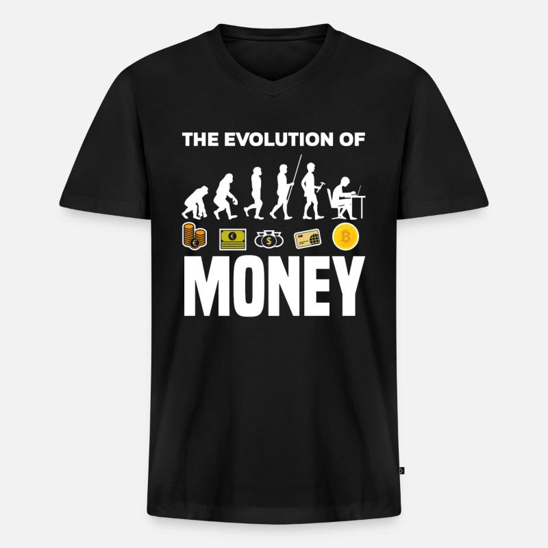 Bitcoin Geld Evolution - Männer Premium Bio T-Shirt mit V-Ausschnitt - Schwarz