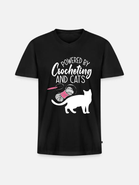 Crochet Cat Lover Gift - Men's Premium Organic T-shirt with V-neck - black