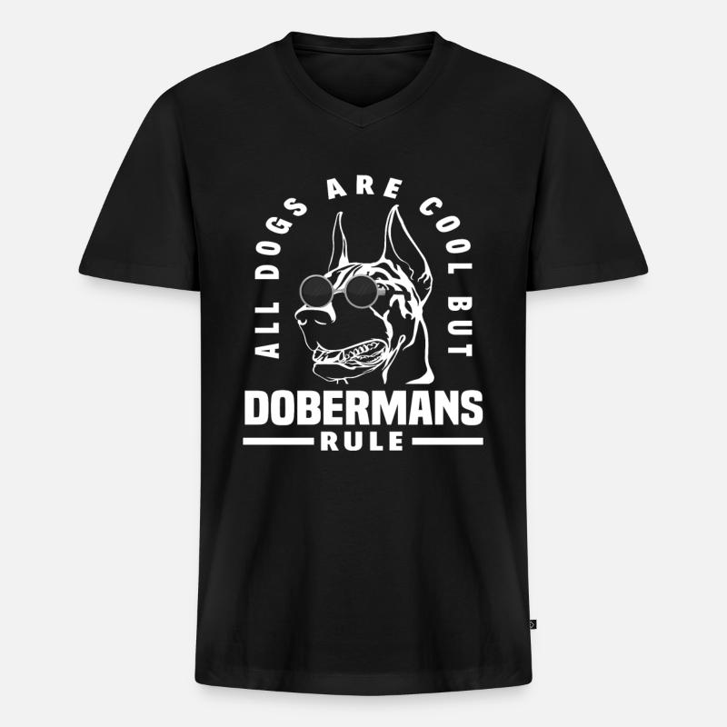 Doberman Beste Hunderasse - Männer Premium Bio T-Shirt mit V-Ausschnitt - Schwarz