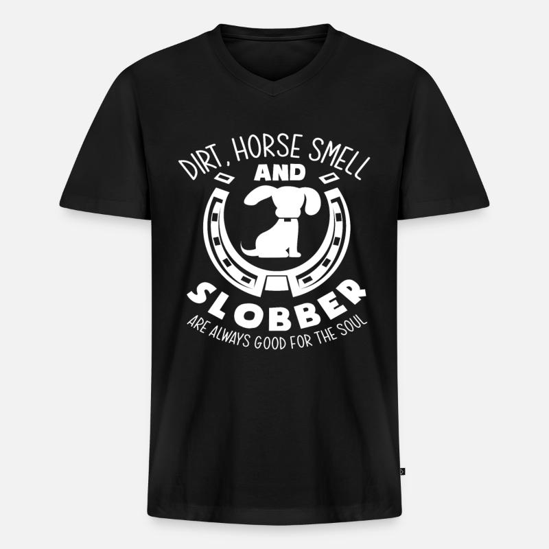 Pferde Hunde Besitzerin Geschenk - Männer Premium Bio T-Shirt mit V-Ausschnitt - Schwarz