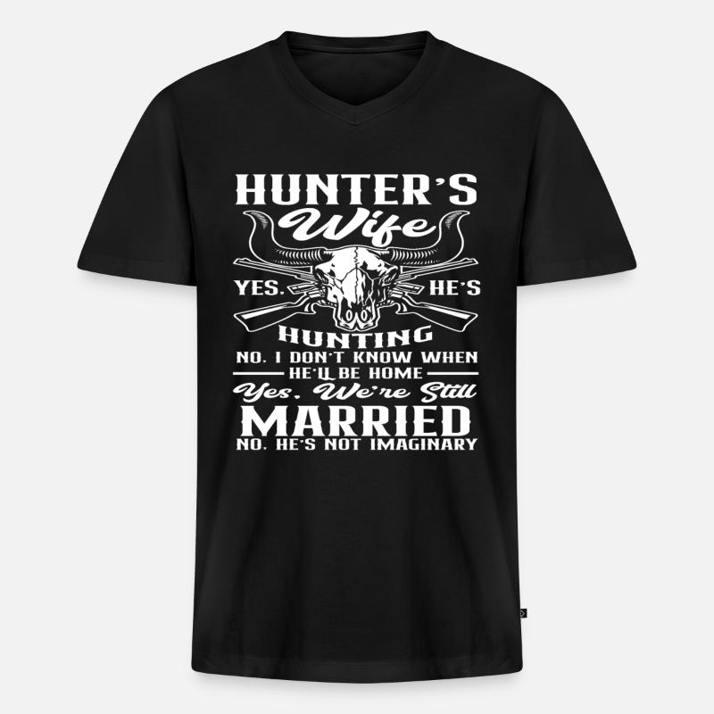 Jäger Ehefrau - Männer Premium Bio T-Shirt mit V-Ausschnitt - Schwarz