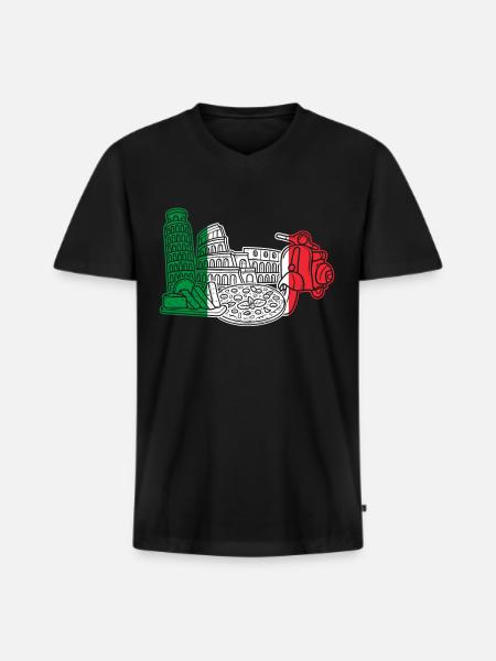 Italie Rome - T-shirt encolure en V Premium bio Homme - noir