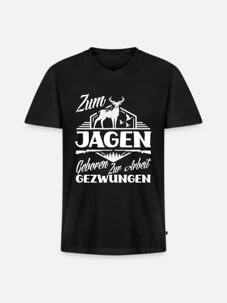 Jäger - Männer Premium Bio T-Shirt mit V-Ausschnitt - Schwarz