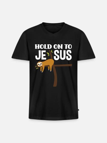 Jesus Sloth - Men's Premium Organic T-shirt with V-neck - black