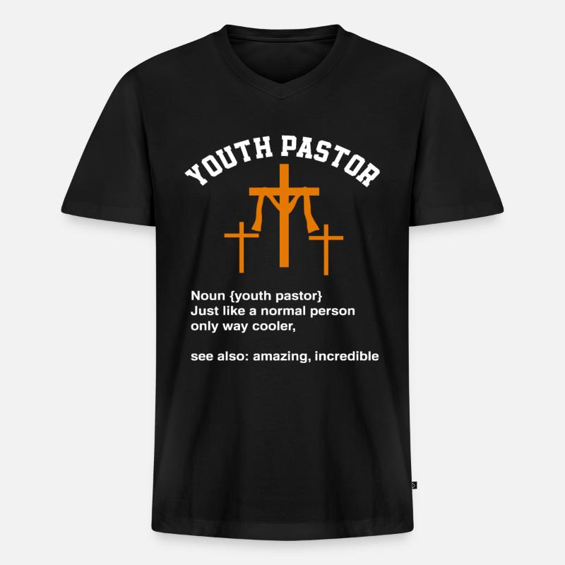 Junger Pfarrer - Männer Premium Bio T-Shirt mit V-Ausschnitt - Schwarz