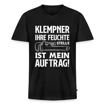 Klempner Versauter Spruch Handwerk - Männer Premium Bio T-Shirt mit V-Ausschnitt - Schwarz - Vorne - Nico (187cm)