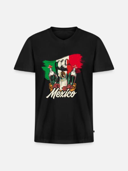 Mexique - T-shirt encolure en V Premium bio Homme - noir