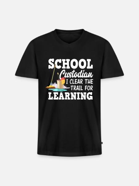 School caretaker Putzen Putzmann - Men's Premium Organic T-shirt with V-neck - black