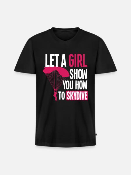 Skydiving Girl Hobby Gift - Men's Premium Organic T-shirt with V-neck - black