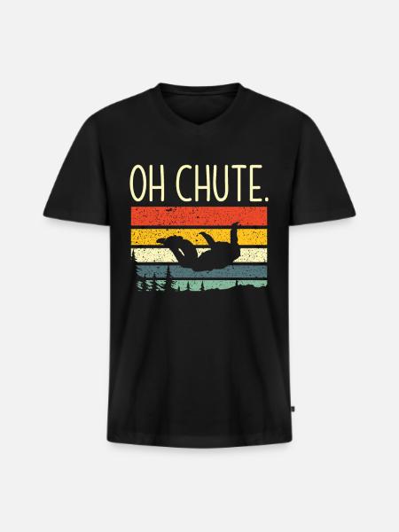 Retro Skydiving Skydivers - Men's Premium Organic T-shirt with V-neck - black