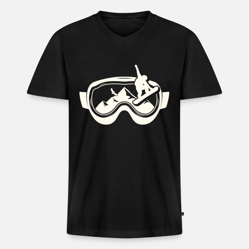 Snowboard - Männer Premium Bio T-Shirt mit V-Ausschnitt - Schwarz