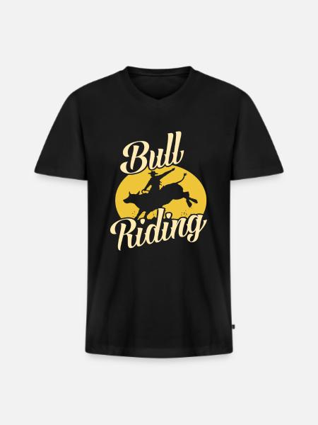 Bull Riding Western - Men's Premium Organic T-shirt with V-neck - black